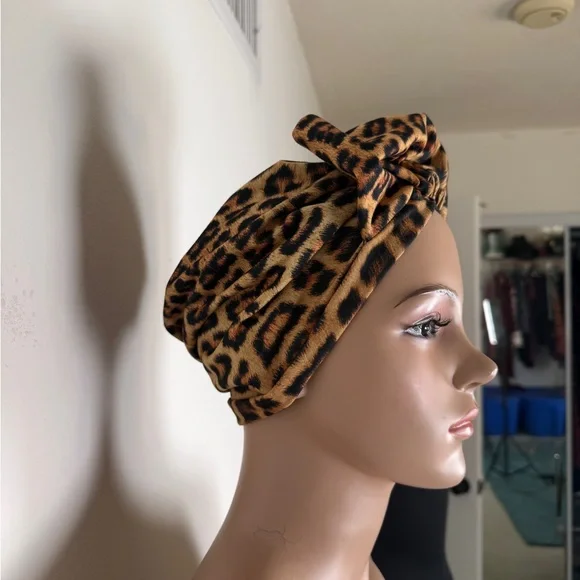 Leopard Print Head Wrap turban style hat - Picture 2 of 4